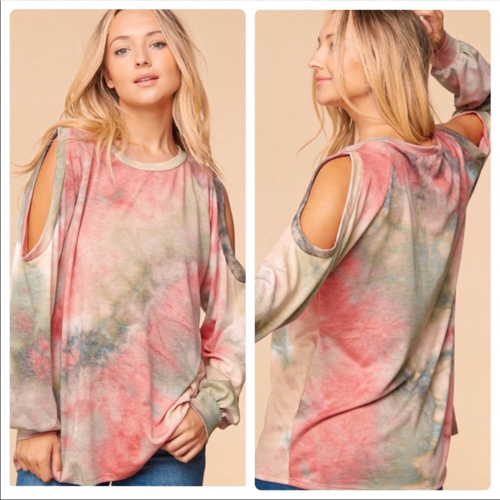 🆕 Cold Shoulder tie dye top